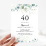 Rustic Eucalyptus Gold Floral 40th Birthday Party Invitation