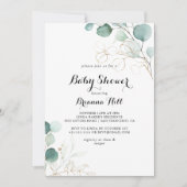 Rustic Eucalyptus Gold Floral Baby Shower Invitation (Front)