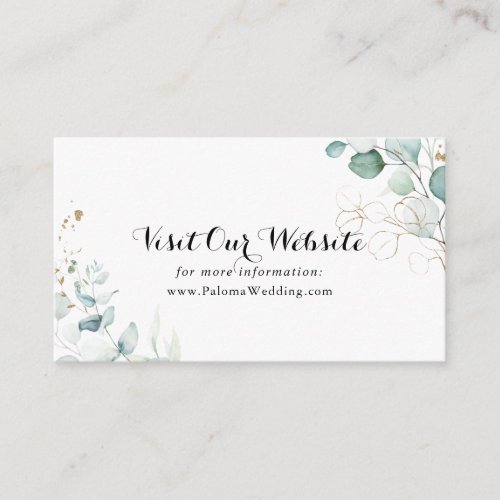 Rustic Eucalyptus Gold Floral Wedding Website Enclosure Card