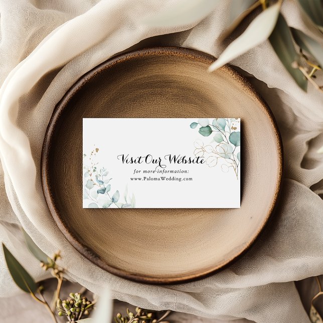Rustic Eucalyptus Gold Floral Wedding Website Enclosure Card (Creator Uploaded)