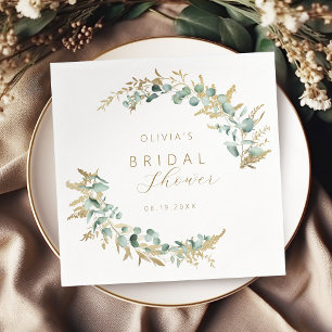 Rustic eucalyptus gold greenery boho Bridal Shower Napkins