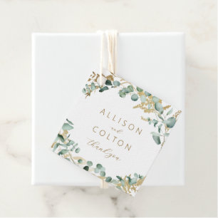 Rustic eucalyptus gold greenery boho wedding favor tags