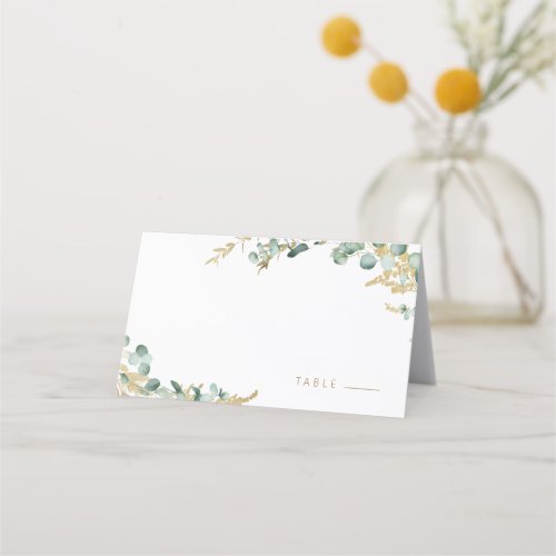 Rustic eucalyptus gold greenery boho wedding  place card