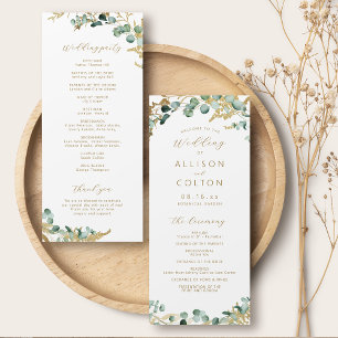 Rustic eucalyptus gold greenery boho wedding program
