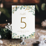 Rustic eucalyptus gold greenery boho wedding  table number<br><div class="desc">Rustic wedding table cards feature faux gold foil leaves,  watercolor eucalyptus botanical greenery and modern chic script and font,  elegant and romantic,  great for modern rustic wedding,  botanical garden wedding and boho country wedding.
See all the matching pieces in collection.</div>