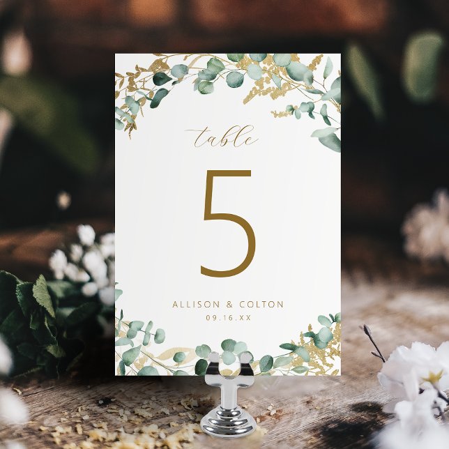 Rustic eucalyptus gold greenery boho wedding  table number (Rustic eucalyptus gold greenery boho wedding table number)