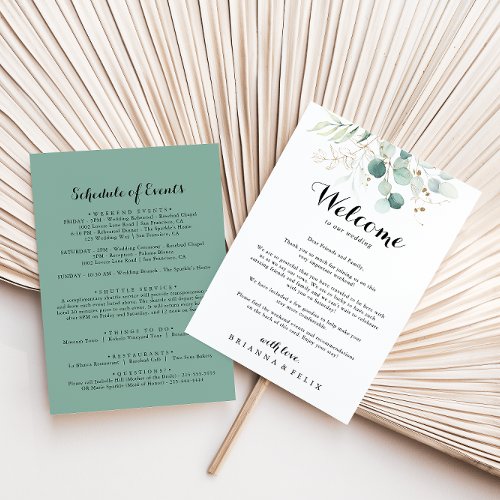 Rustic Eucalyptus Gold Wedding Welcome Letter