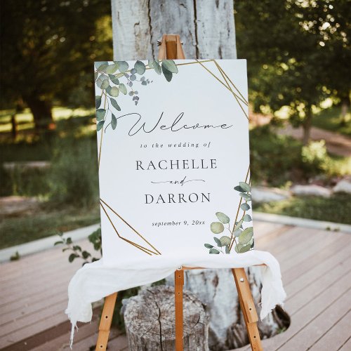 Rustic Eucalyptus  Gold Welcome Foam Board