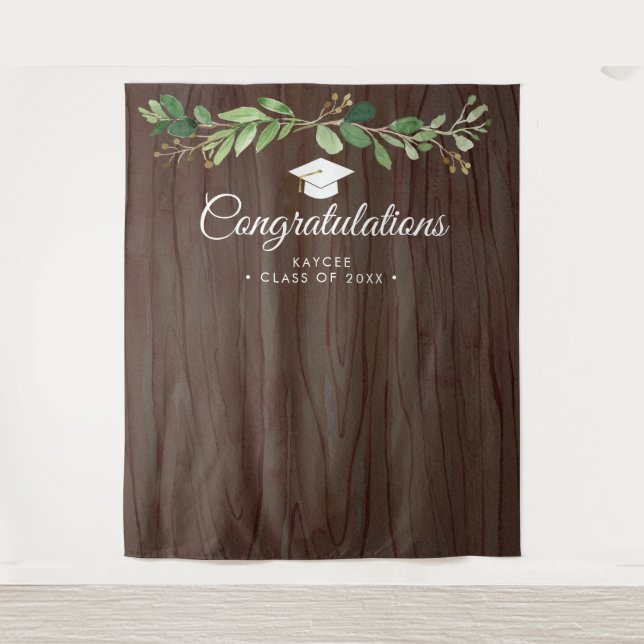 Rustic Eucalyptus Graduation Photo Backdrop (Front)