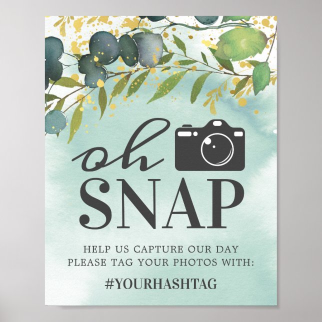 Rustic Eucalyptus Green Gold Oh Snap Poster (Front)