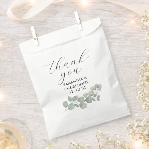 Rustic Eucalyptus Green Wedding Thank You Favor Bag