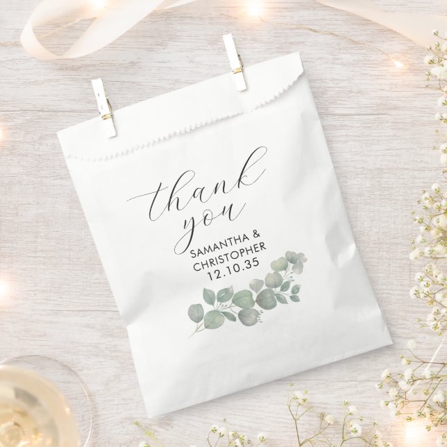 Rustic Eucalyptus Green Wedding Thank You Favor Bag (Clipped)