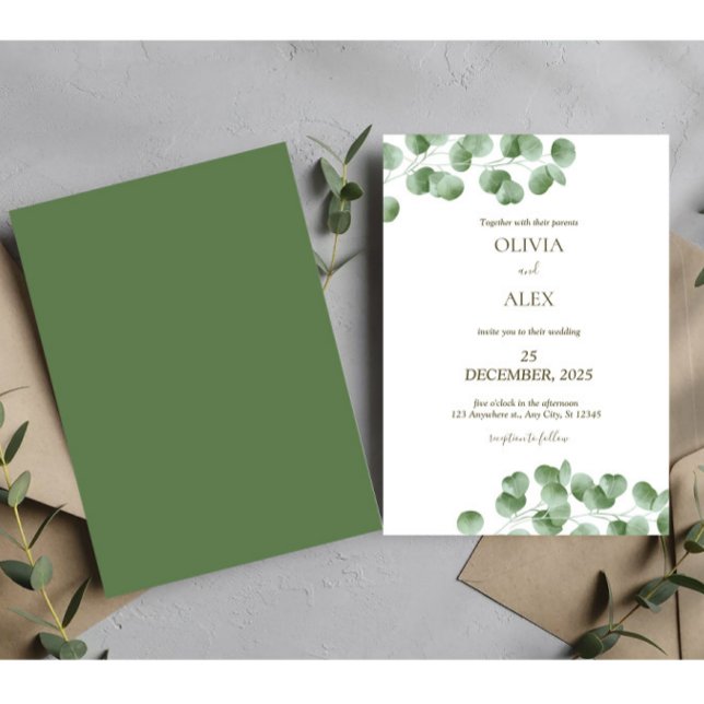 Rustic eucalyptus greenery  aesthetic wedding  invitation (Creator Uploaded)