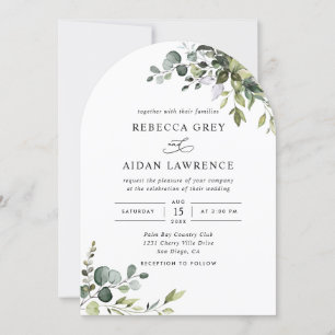 Rustic Eucalyptus Greenery Arched Wedding Invitation