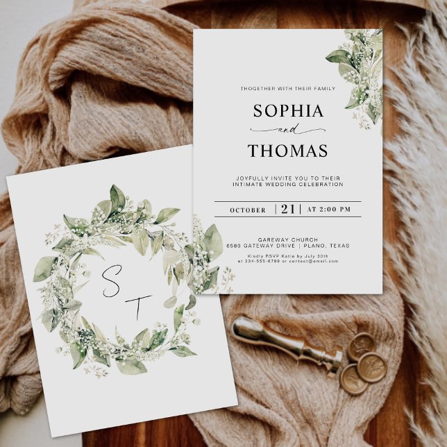 Rustic Eucalyptus Greenery Baby's Breath Wedding  Invitation (Creator Uploaded)