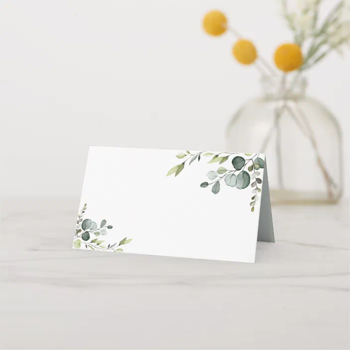Greenery Flat Escort Cards Wedding Place Cards 25 Blank Place Cards 