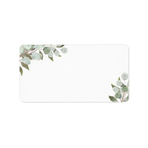 Rustic Eucalyptus  Greenery Blank Wedding Address Label