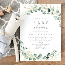 Rustic eucalyptus greenery boho Baby Shower Invitation