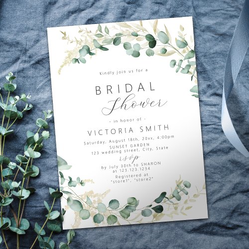 Rustic eucalyptus greenery boho bridal shower invitation