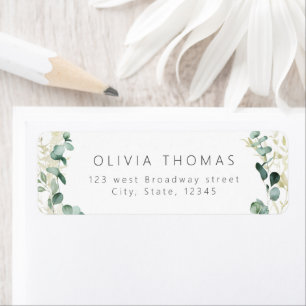 Rustic eucalyptus greenery boho return address label