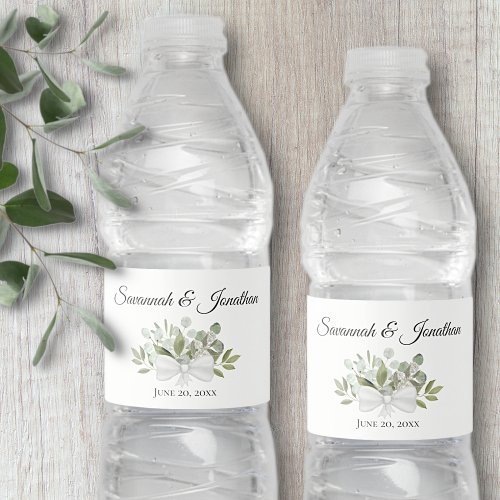 Rustic Eucalyptus  Greenery Bouquet Wedding Water Bottle Label