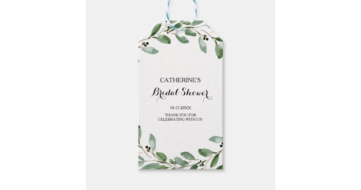 Rustic Eucalyptus Greenery Bridal Shower Gift Tags Zazzle
