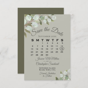 Rustic Eucalyptus Greenery Calendar Sage Wedding Save The Date