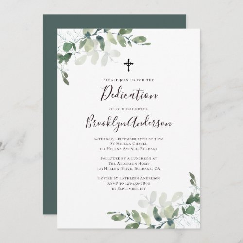 Rustic Eucalyptus Greenery Dedication Invitation