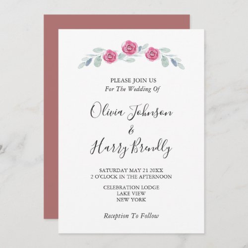 Rustic Eucalyptus Greenery Dusty Rose Wedding Invi Invitation