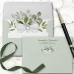 Rustic Eucalyptus & Greenery Elegant Sage Wedding Envelope<br><div class="desc">These beautiful envelopes are the perfect compliment to your wedding invitations. They are a pale sage green color on the outside with a preprinted return address and a small cluster of watercolor eucalyptus leaves and garden foliage. The inside is white with the same cluster of greenery printed on the inside...</div>