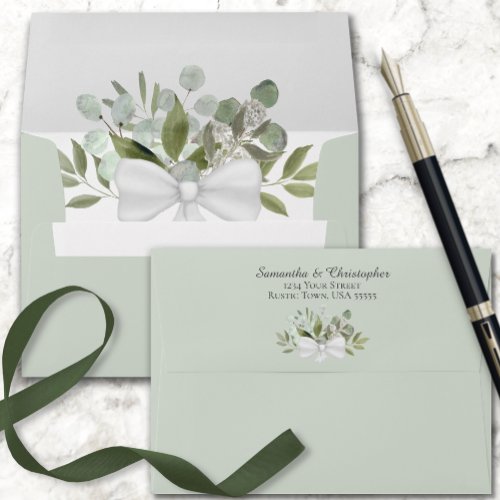 Rustic Eucalyptus  Greenery Elegant Sage Wedding Envelope