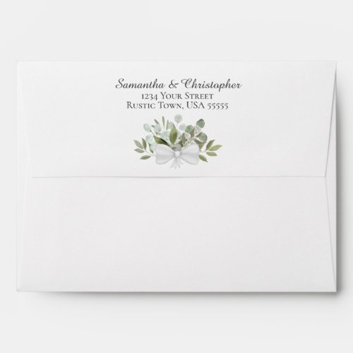 Rustic Eucalyptus  Greenery Elegant White Wedding Envelope