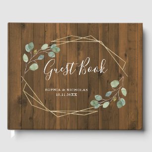 Rustic Eucalyptus Greenery Geometric Guest Book
