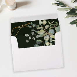 Rustic Eucalyptus Greenery & Gold Frame - Green Envelope