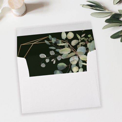 Rustic Eucalyptus Greenery  Gold Frame _ Green Envelope