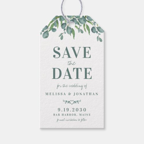 Rustic Eucalyptus Greenery Leaves Save The Date Gift Tags