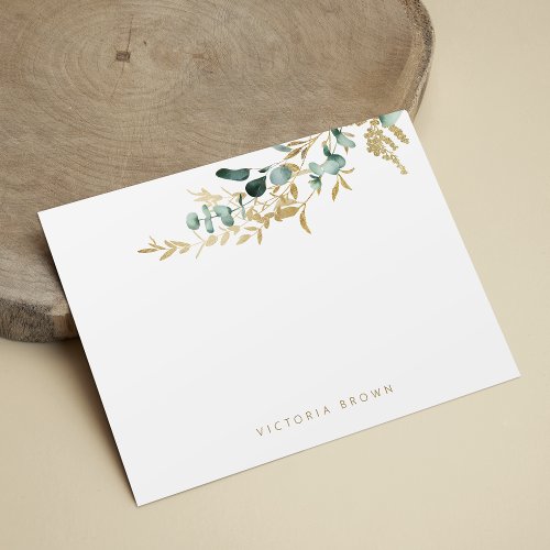 Rustic eucalyptus greenery Personalized Stationery Note Card