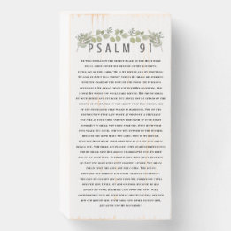 Rustic Eucalyptus Greenery Psalm 91 Christian  Wooden Box Sign
