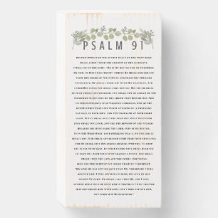 Rustic Eucalyptus Greenery Psalm 91 Christian Wooden Box Sign