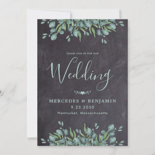 Rustic Eucalyptus Greenery QR Code Wedding Invitation