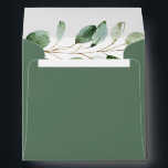 Rustic Eucalyptus Greenery Return Address Square Envelope<br><div class="desc">Designed to coordinate with our Moody Greenery wedding collection,  this customizable matching envelope features watercolor eucalyptus branch set on a solid dark green envelope with white text. To make advanced changes,  please select "Click to customize further" option under Personalize this template.</div>