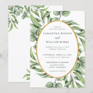 Rustic Eucalyptus Greenery Succulent Wedding Invitation