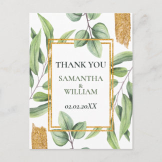 Rustic Eucalyptus Greenery Succulent Wedding Postcard