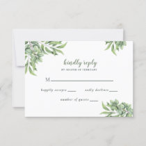 Rustic Eucalyptus Greenery Succulent Wedding RSVP Card