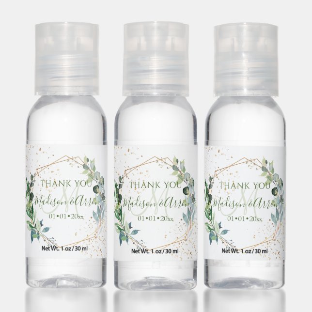 Rustic Eucalyptus Greenery Thank You Hand Sanitizer (Set)