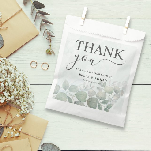 Rustic Eucalyptus Greenery Watercolor Wedding  Favor Bag (Creator Uploaded)