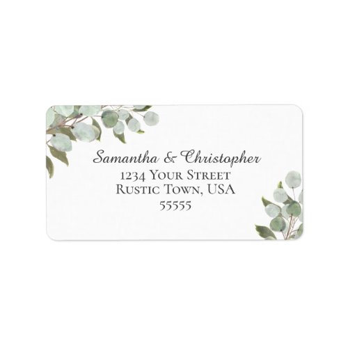 Rustic Eucalyptus  Greenery Wedding Address Label
