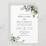 Rustic Eucalyptus Greenery Wedding Invitation<br><div class="desc">This elegant collection features mixed watercolor greenery leaves paired with a classy serif & delicate sans font in black,  with a monogram on the back. Matching items available.</div>