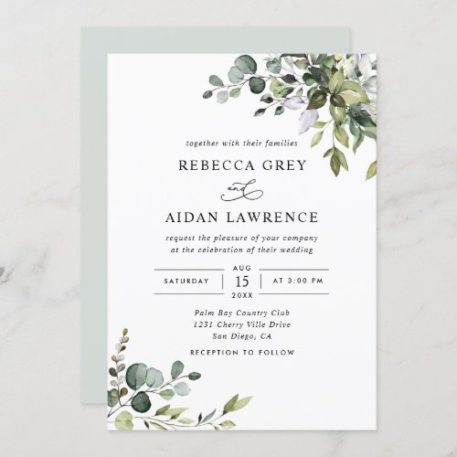 Rustic Eucalyptus Greenery Wedding Invitation Rustic Eucalyptus Greenery Wedding Invitation