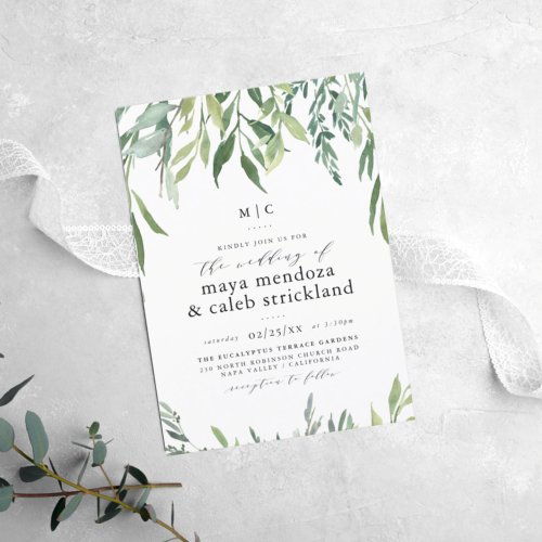 Rustic Eucalyptus Greenery Wedding Invitation